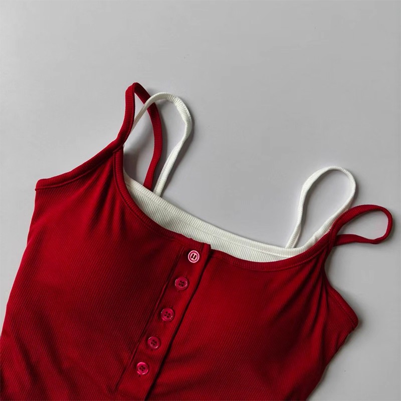Yoga Fitness Matte - Color-Block Faux Two-Piece Sporty Bralette Ribbed