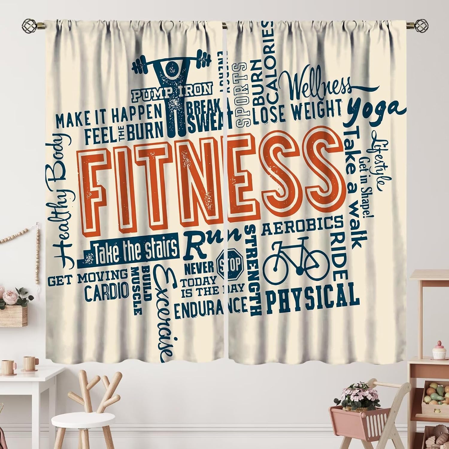 Yoga Fitness Hotel - Large Fitness Workout Motivational Curtain Banner