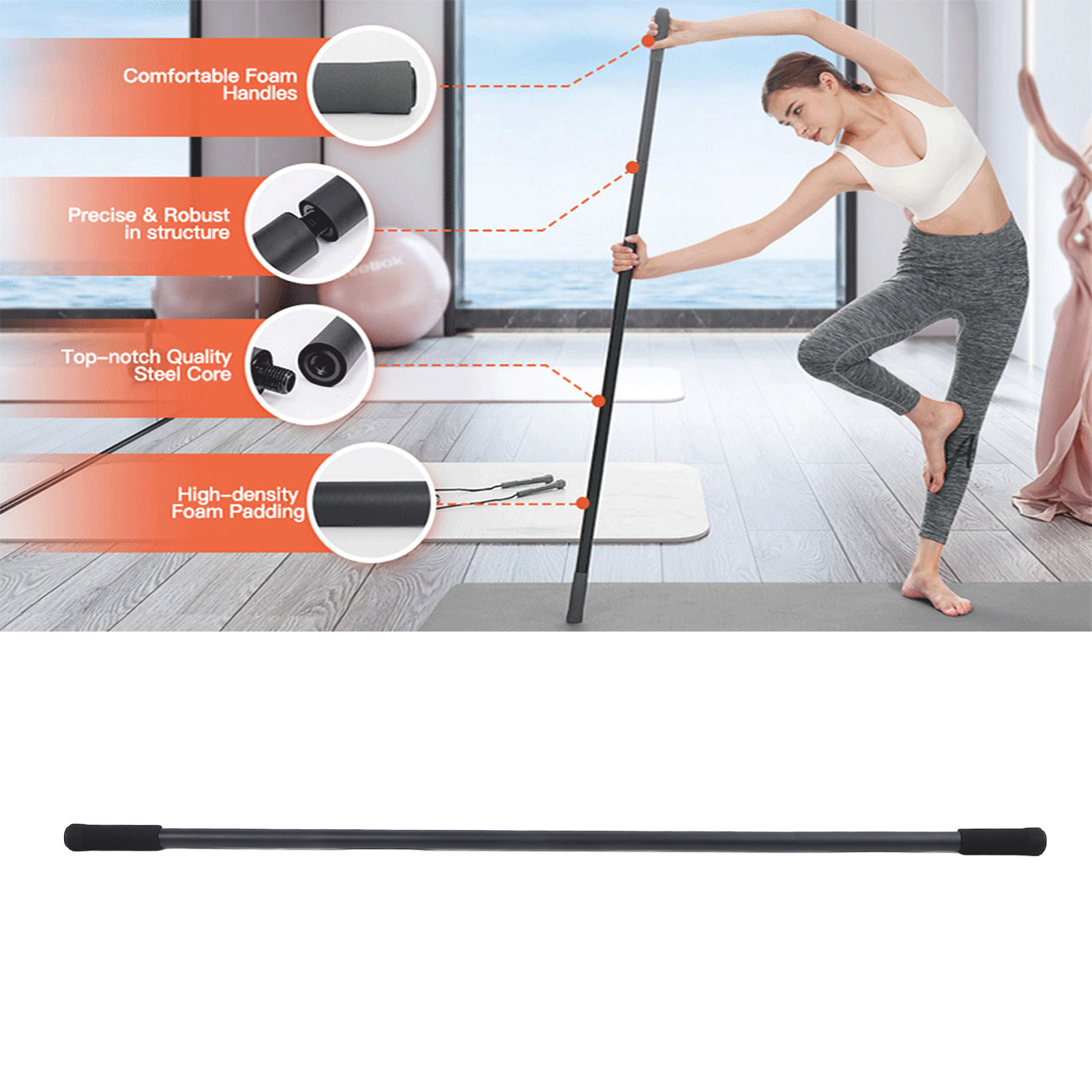 Yoga Fitness Stretching - Yoga Stick Adjustable Mobility Stick for