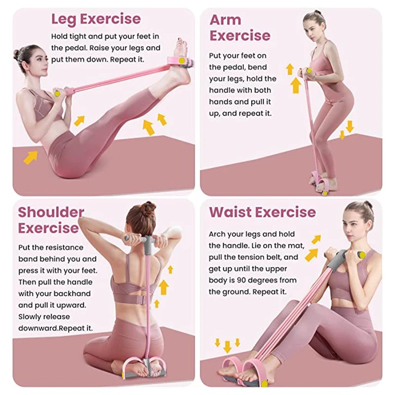 Resistance Bands 4-Tube Yoga P - Yoga Pedal Puller Fitness Equipment recension och pris