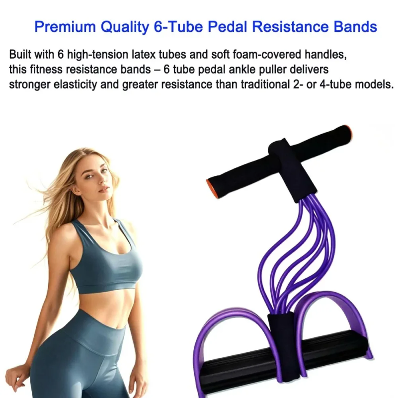 Pedal Resistance Band 6-Tube E - Yoga Pedal Puller Fitness Equipment recension och pris
